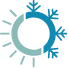 Half snowflake half sun icon