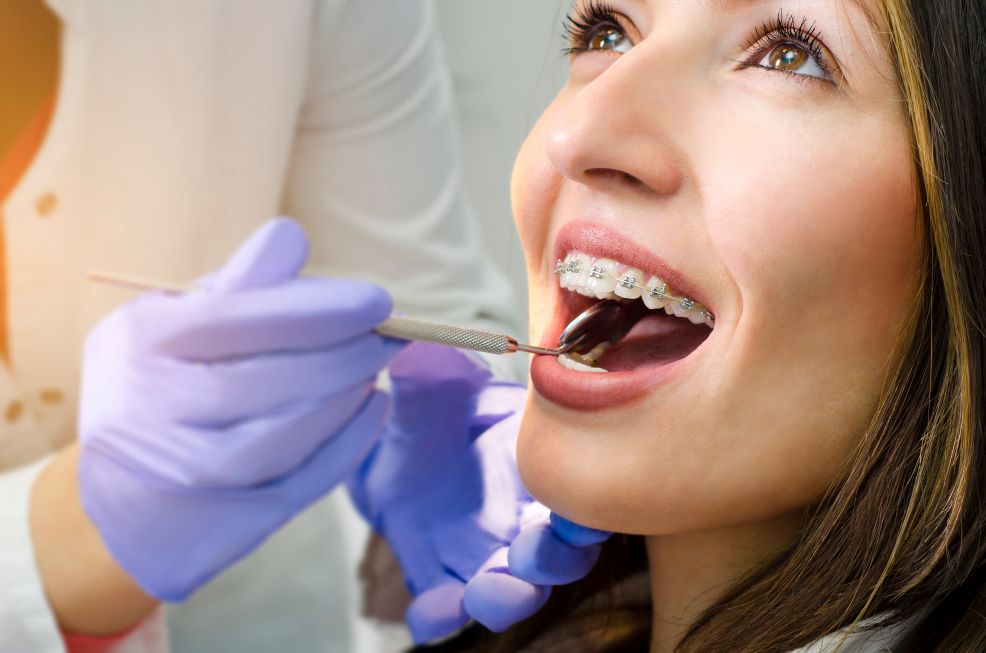 A woman at the orthodontist